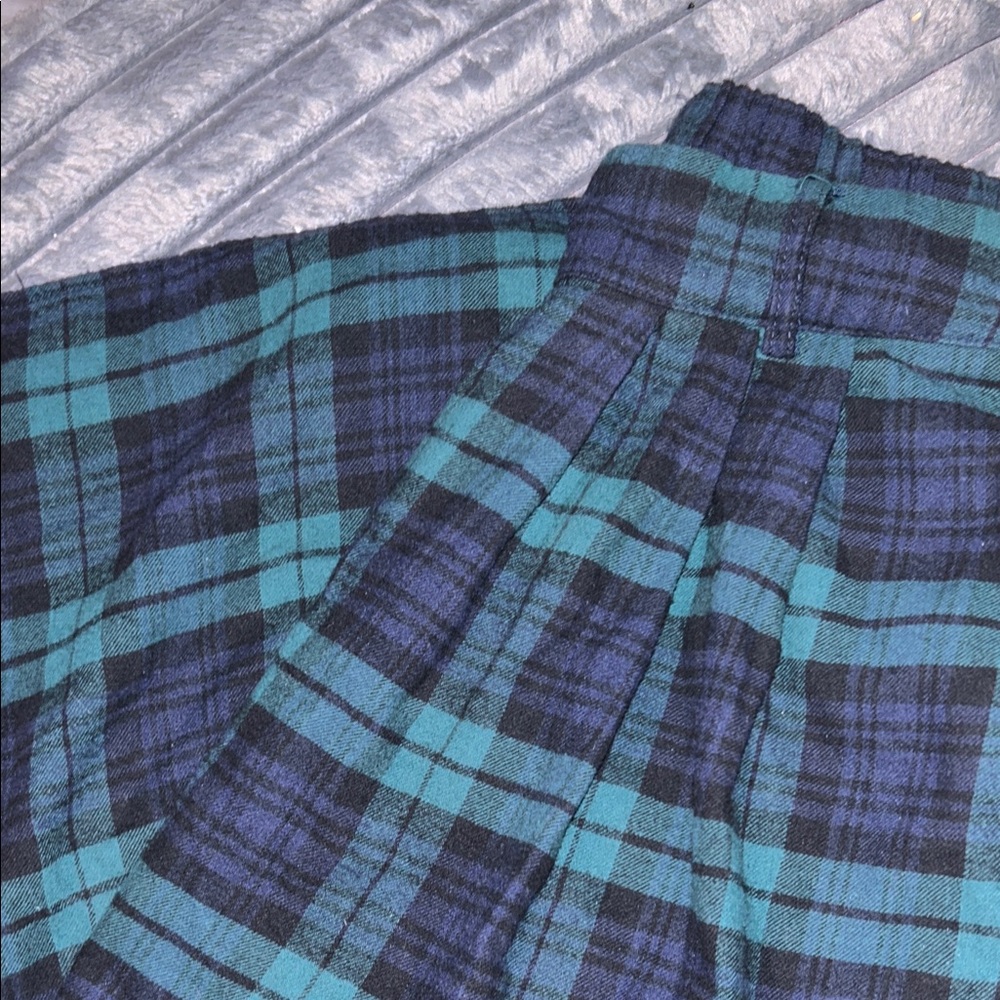 Plaid Blue and Green Women's Skirt - Picture 3 of 11